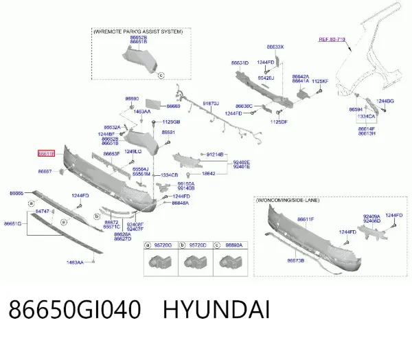 Нижняя часть заднего бампера 86650GI040 Hyundai/Kia