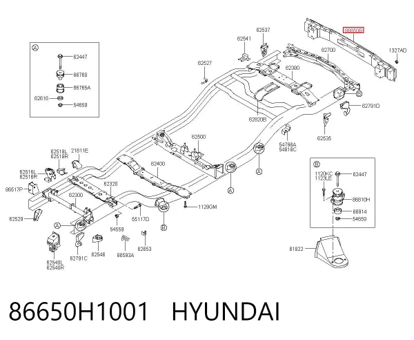 Усилитель заднего бампера 86650H1001 Hyundai/Kia