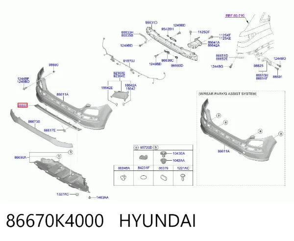 Защита бампера заднего 86670K4000 Hyundai/Kia