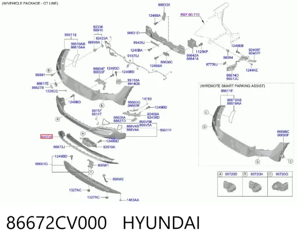 Спойлер заднего бампера 86672CV000 Hyundai/Kia