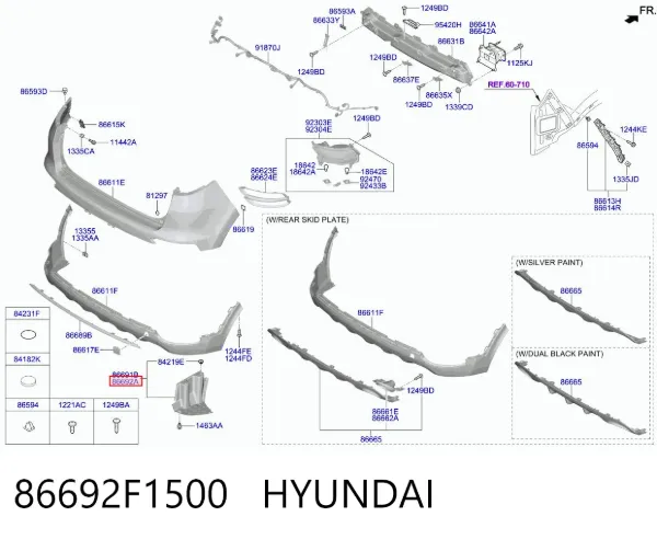 Защита бампера заднего 86692F1500 Hyundai/Kia