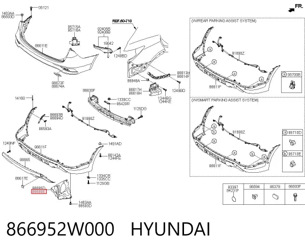 Кронштейн бампера заднего левый 866952W000 Hyundai/Kia