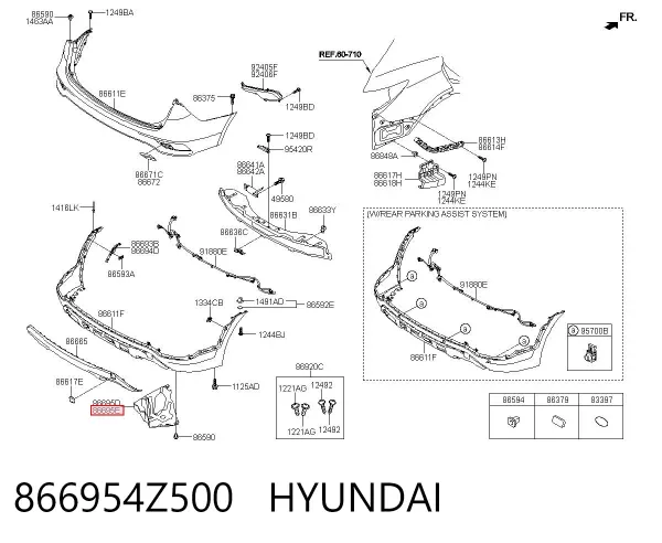 Защита бампера заднего 866954Z500 Hyundai/Kia