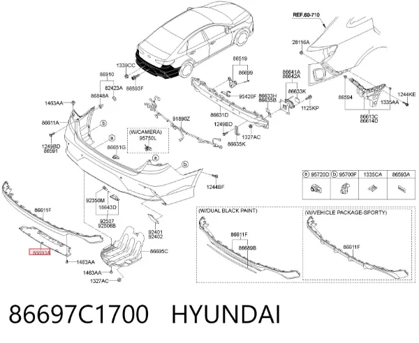 Защита бампера заднего 86697C1700 Hyundai/Kia