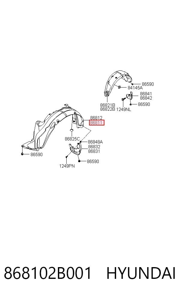 Подкрылок передний левый 868102B001 Hyundai/Kia