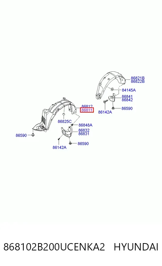 Подкрылок передний левый 868102B200UCENKA2 Hyundai/Kia