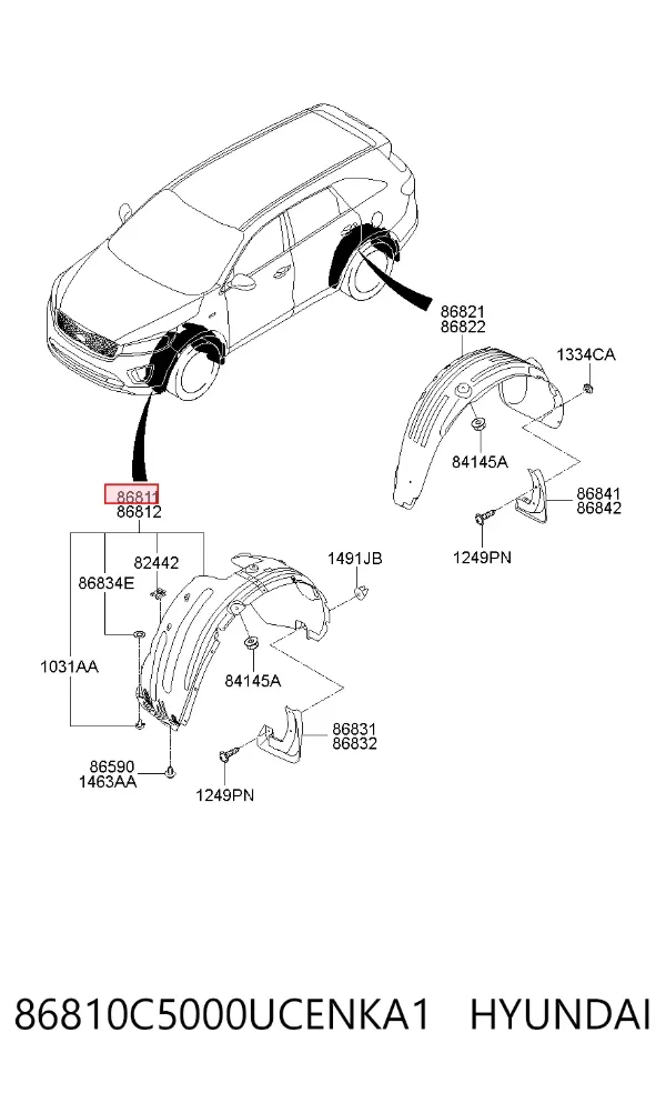 Подкрылок передний левый 86810C5000UCENKA1 Hyundai/Kia