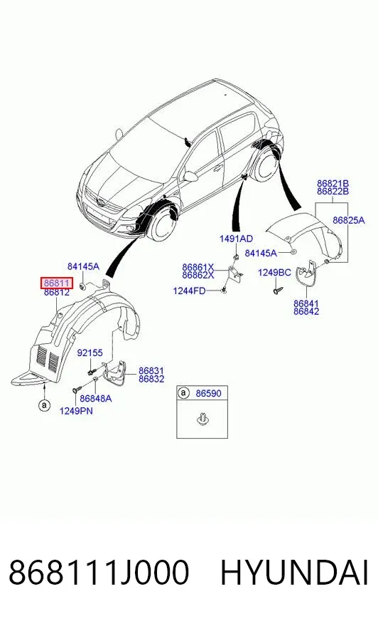 Подкрылок передний левый 868111J000 Hyundai/Kia
