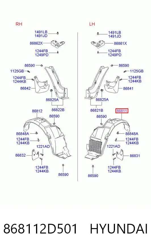 Подкрылок передний левый 868112D501 Hyundai/Kia