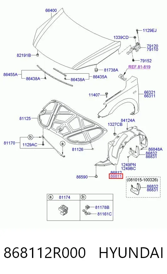 Подкрылок передний левый 868112R000 Hyundai/Kia