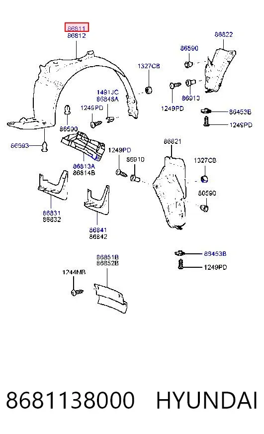 Подкрылок передний левый 8681138000 Hyundai/Kia