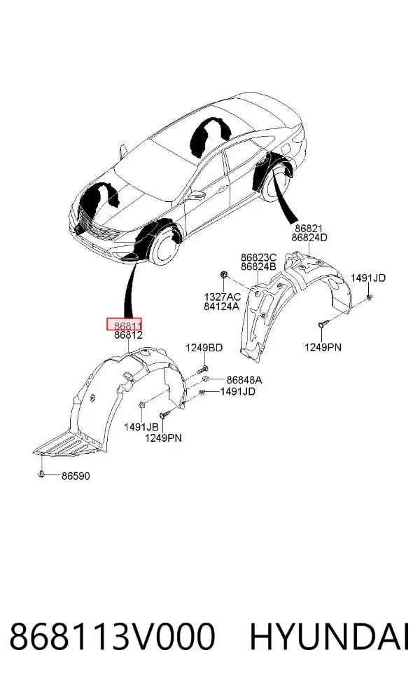 Подкрылок передний левый 868113V000 Hyundai/Kia