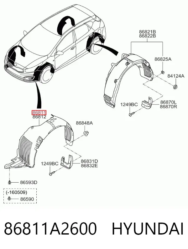 Подкрылок передний левый 86811A2600 Hyundai/Kia