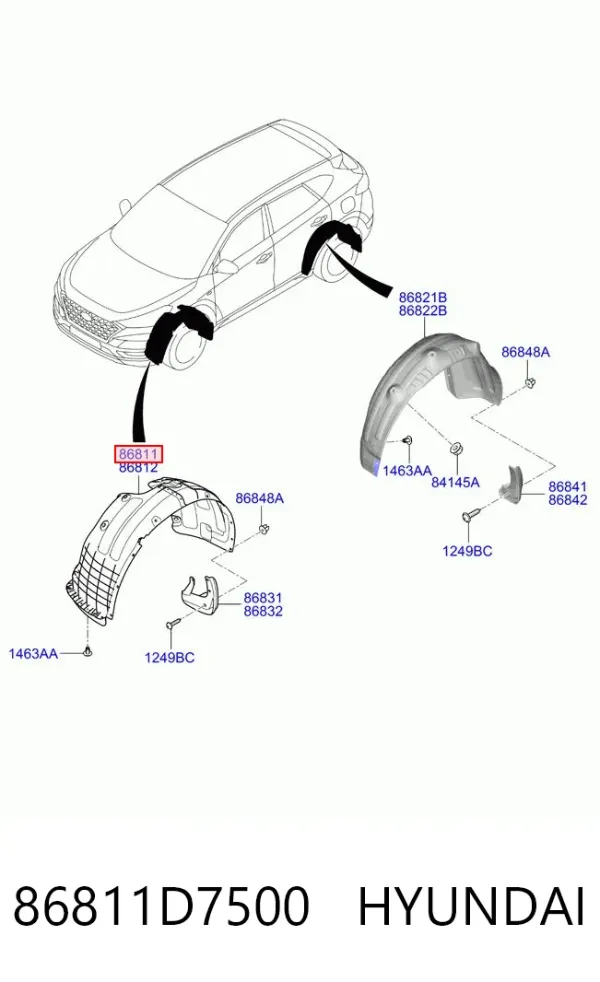 Подкрылок передний левый 86811D7500 Hyundai/Kia