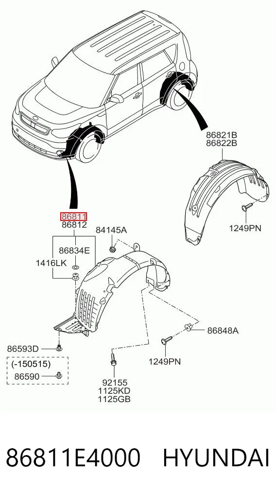 Подкрылок передний левый 86811E4000 Hyundai/Kia