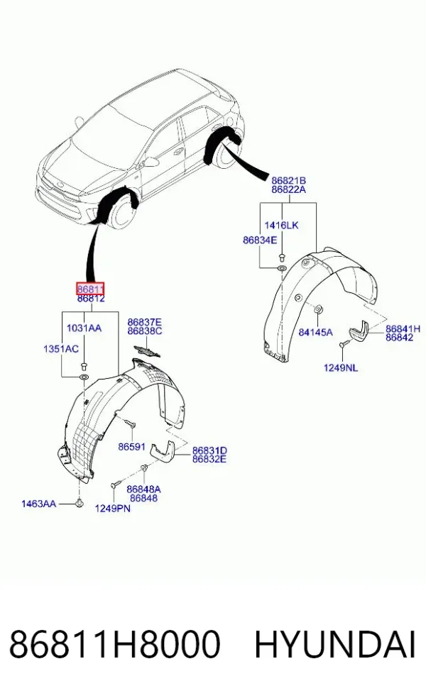 Подкрылок передний левый 86811H8000 Hyundai/Kia