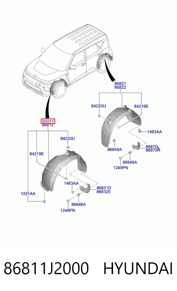 Подкрылок передний левый 86811J2000 Hyundai/Kia