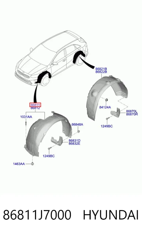 Подкрылок передний левый 86811J7000 Hyundai/Kia