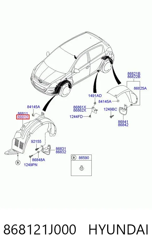 Подкрылок передний правый 868121J000 Hyundai/Kia