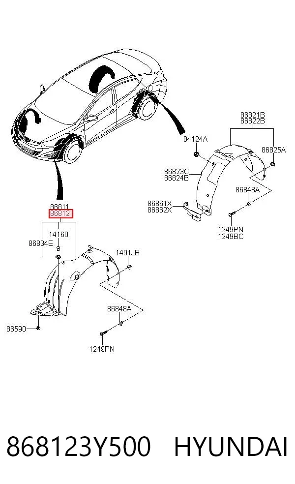 Подкрылок передний правый 868123Y500 Hyundai/Kia