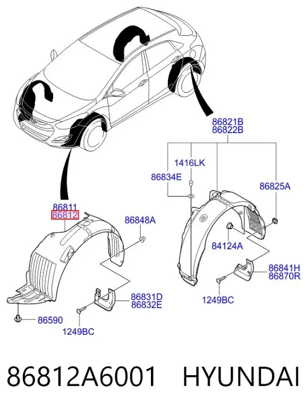 Подкрылок передний правый 86812A6001 Hyundai/Kia