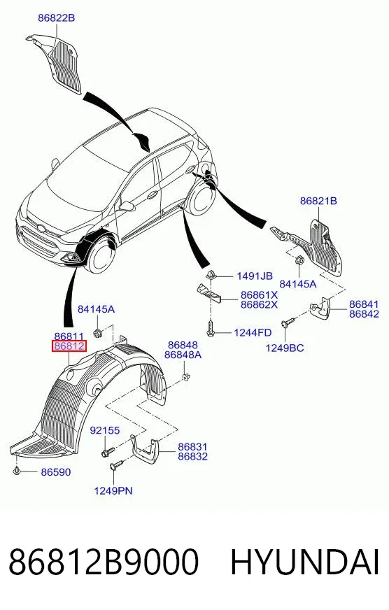 Подкрылок передний правый 86812B9000 Hyundai/Kia