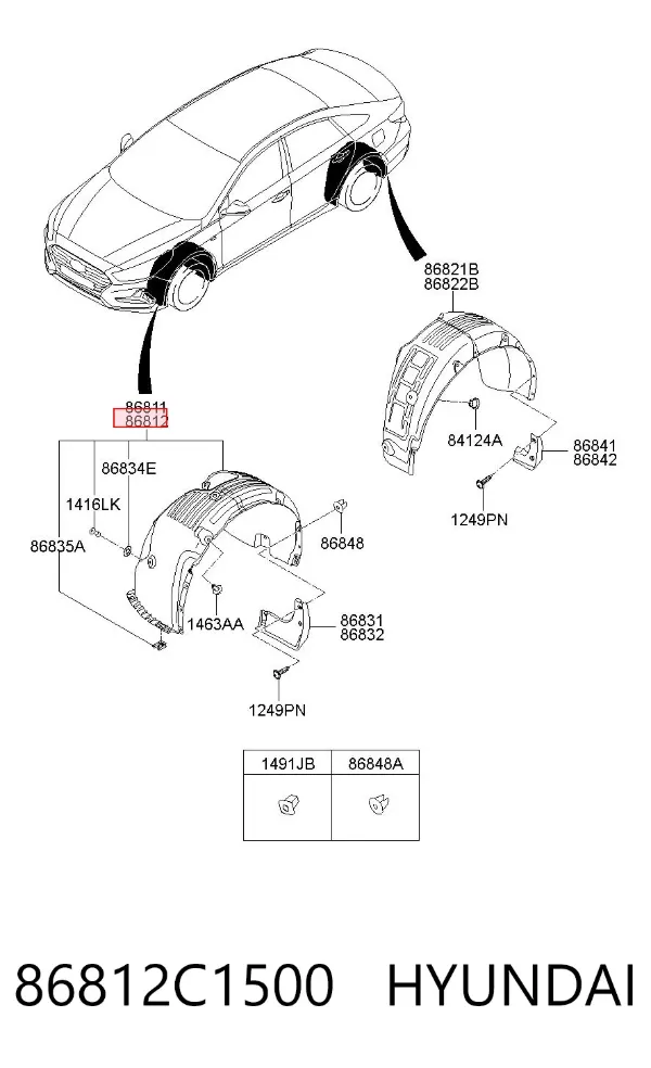 Подкрылок передний правый 86812C1500 Hyundai/Kia