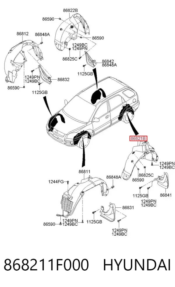 Подкрылок задний левый 868211F000 Hyundai/Kia