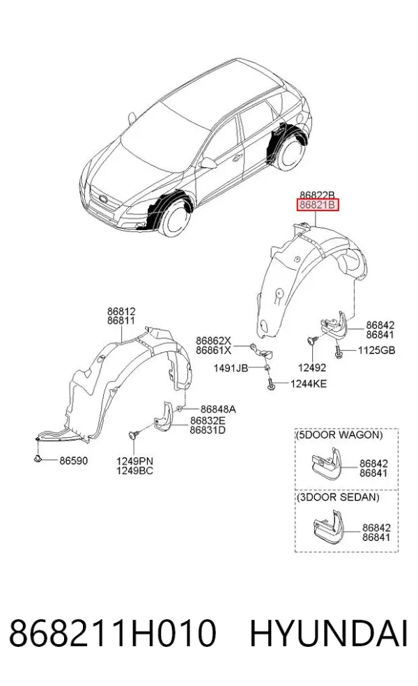 Подкрылок задний левый 868211H010 Hyundai/Kia