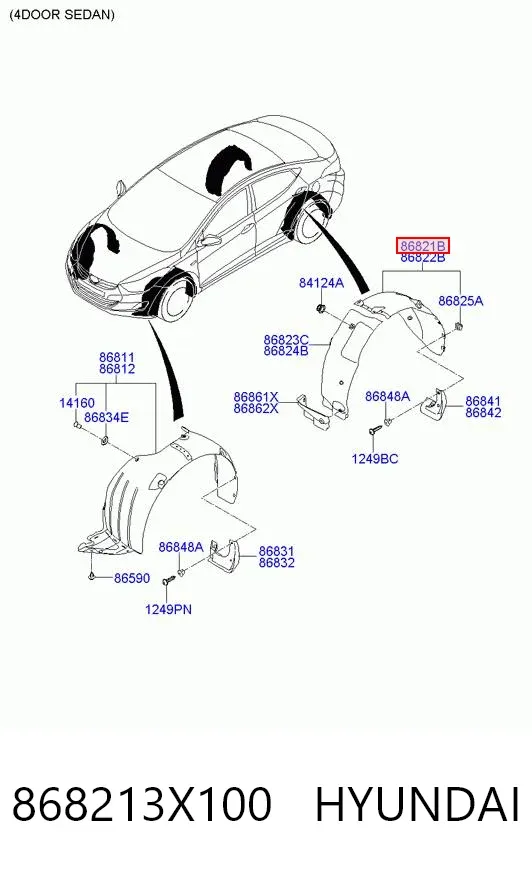 Подкрылок крыла заднего левый задний 868213X100 Hyundai/Kia