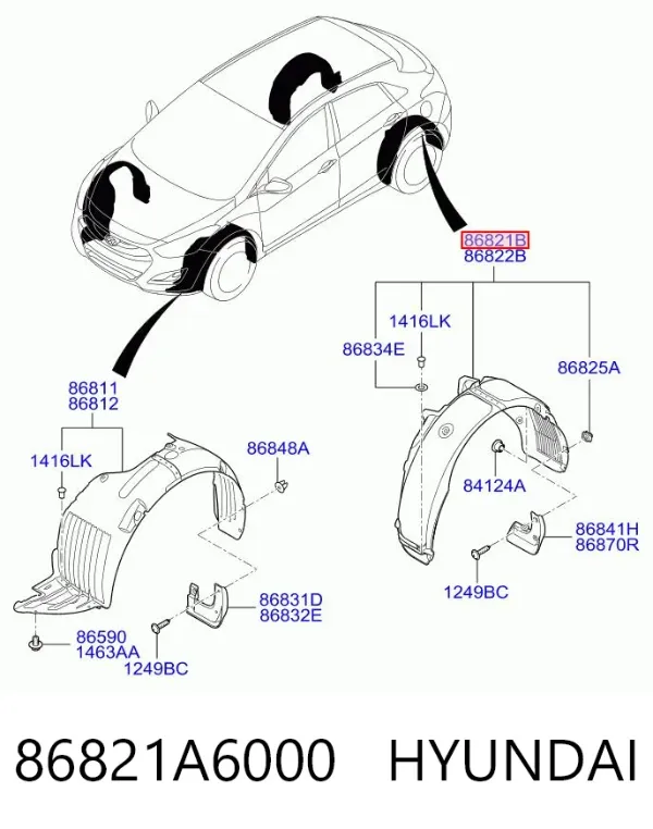 Подкрылок задний левый 86821A6000 Hyundai/Kia