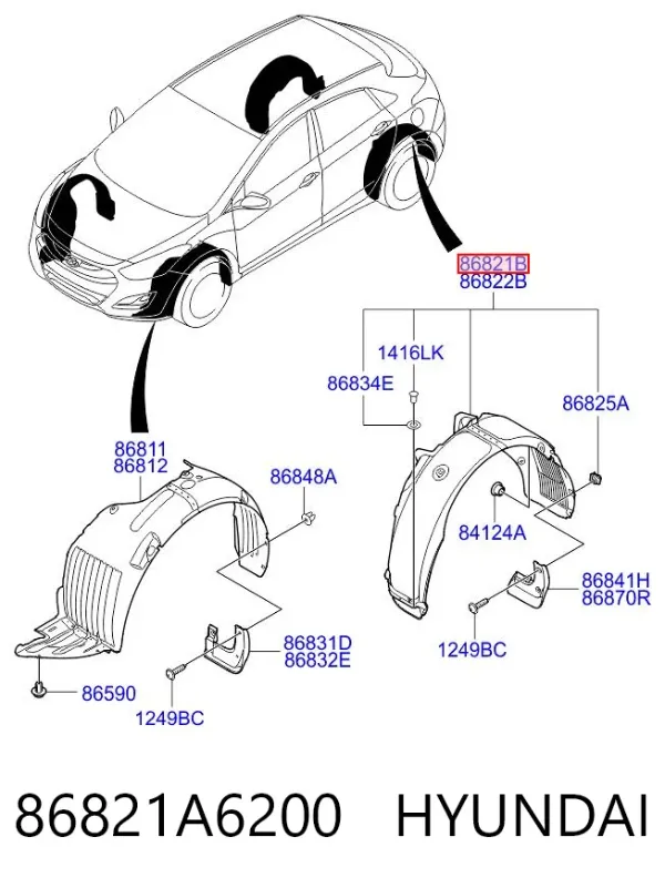 Подкрылок задний левый 86821A6200 Hyundai/Kia