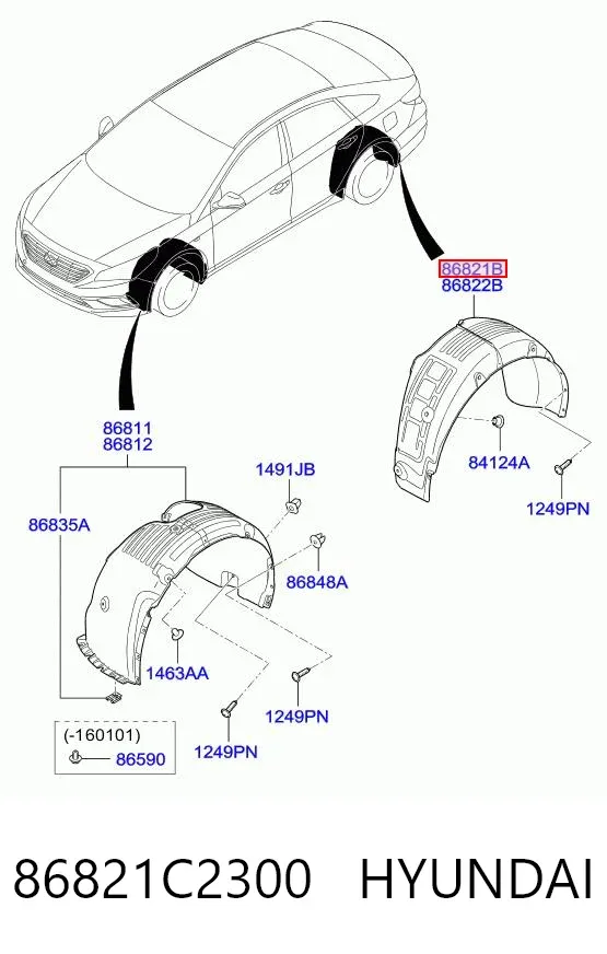 Подкрылок задний левый 86821C2300 Hyundai/Kia