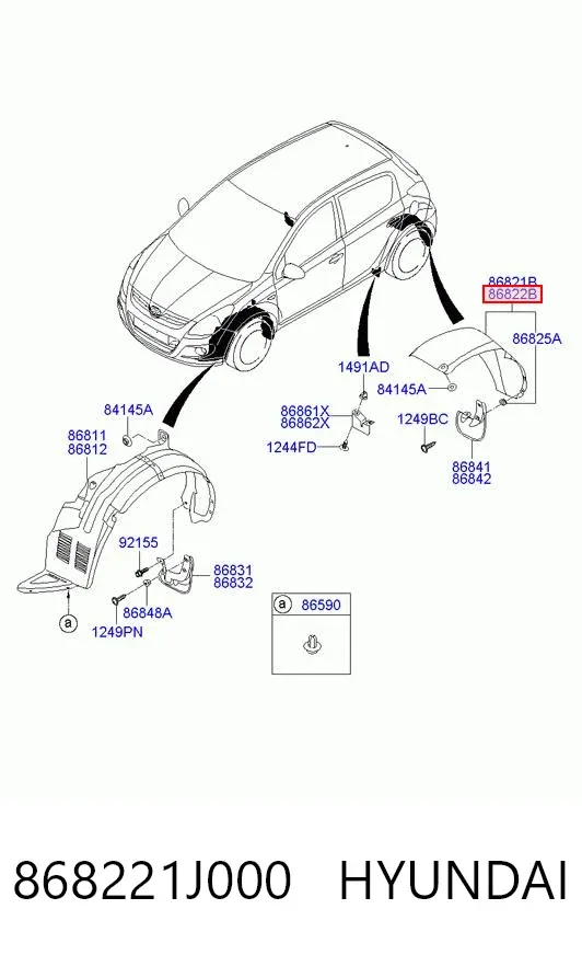 Подкрылок задний правый 868221J000 Hyundai/Kia