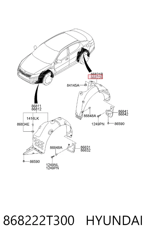 Подкрылок задний правый 868222T300 Hyundai/Kia
