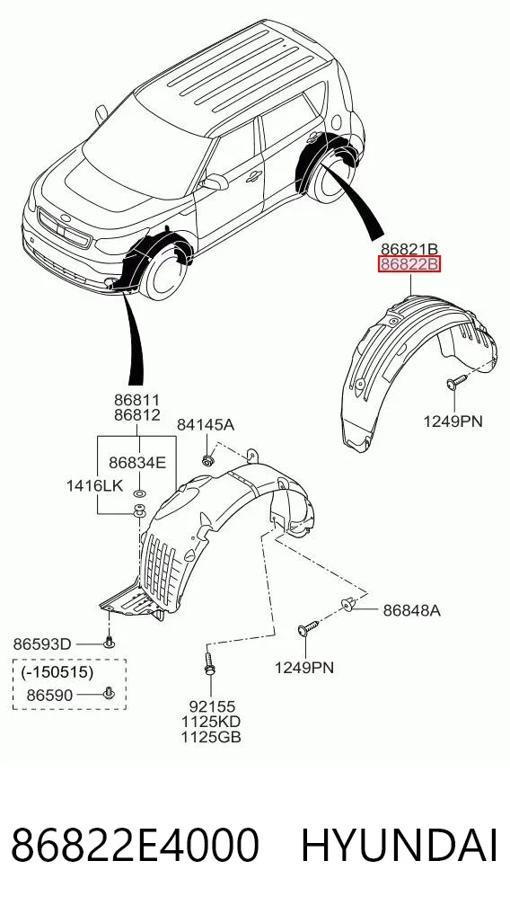Подкрылок задний правый 86822E4000 Hyundai/Kia