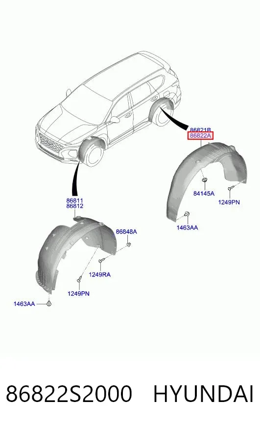 Подкрылок задний правый 86822S2000 Hyundai/Kia