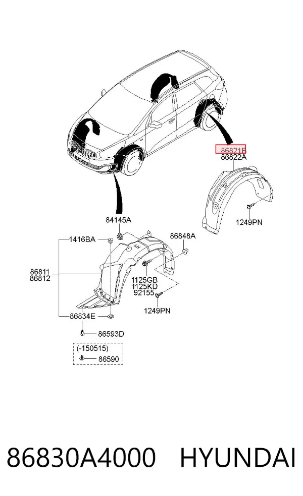 Подкрылок задний левый 86830A4000 Hyundai/Kia