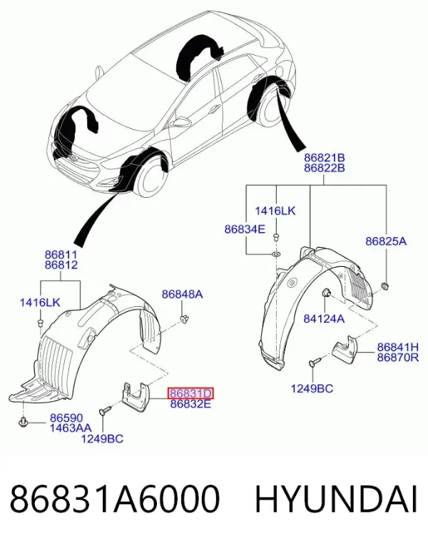 Брызговик передний левый 86831A6000 Hyundai/Kia