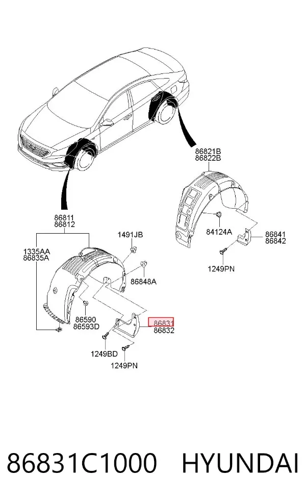 Брызговик передний левый 86831C1000 Hyundai/Kia