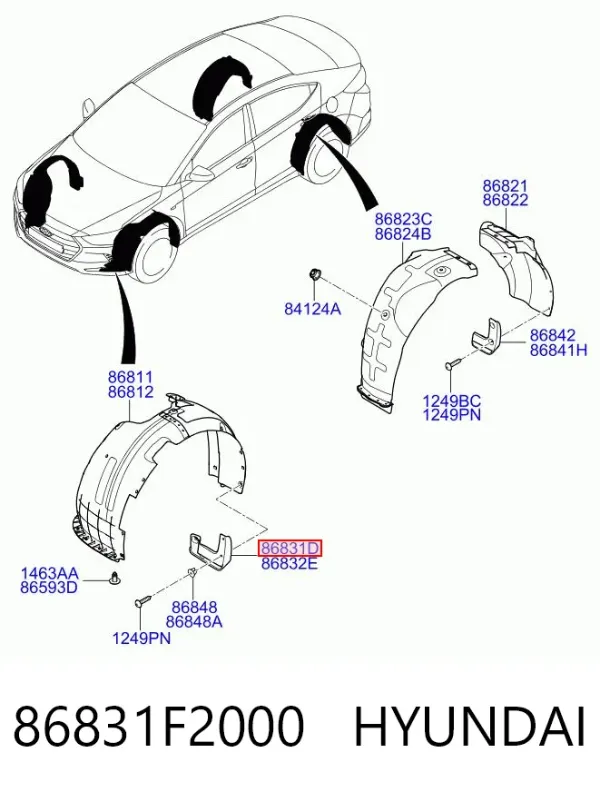Брызговик передний левый 86831F2000 Hyundai/Kia