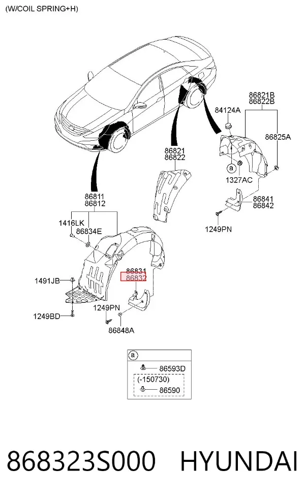 Брызговик передний правый 868323S000 Hyundai/Kia