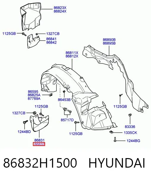 Брызговик передний правый 86832H1500 Hyundai/Kia