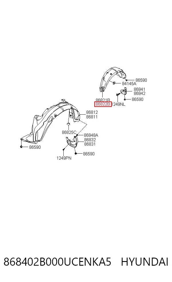 Подкрылок задний правый 868402B000UCENKA5 Hyundai/Kia