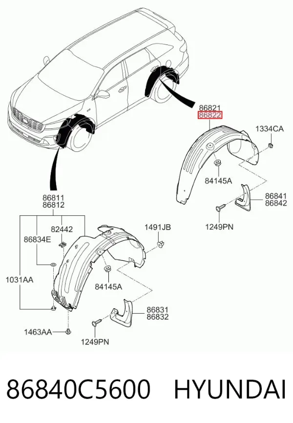 Подкрылок задний правый 86840C5600 Hyundai/Kia