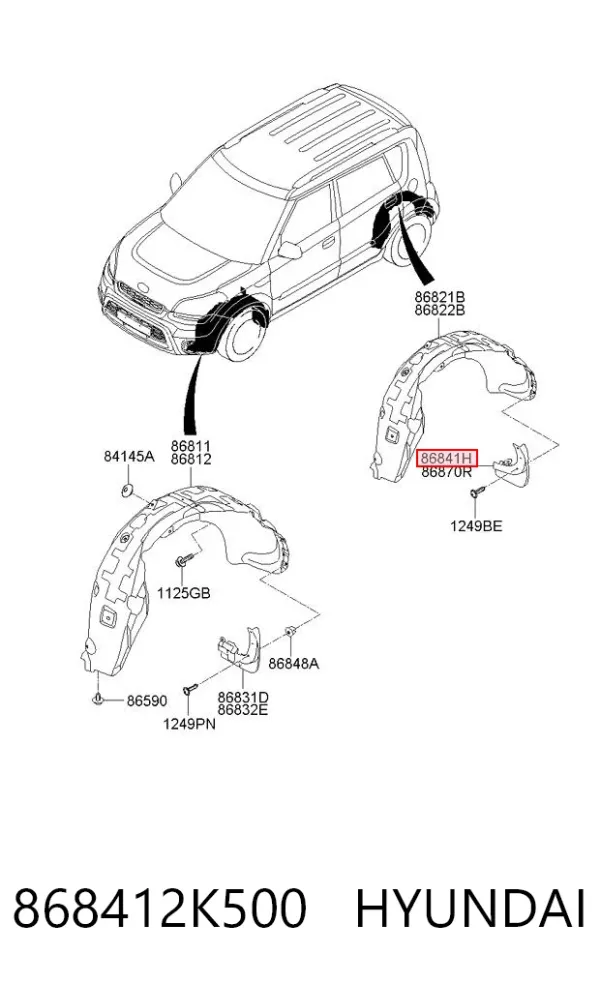 Брызговик задний левый 868412K500 Hyundai/Kia