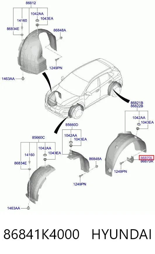 Брызговик задний левый 86841K4000 Hyundai/Kia