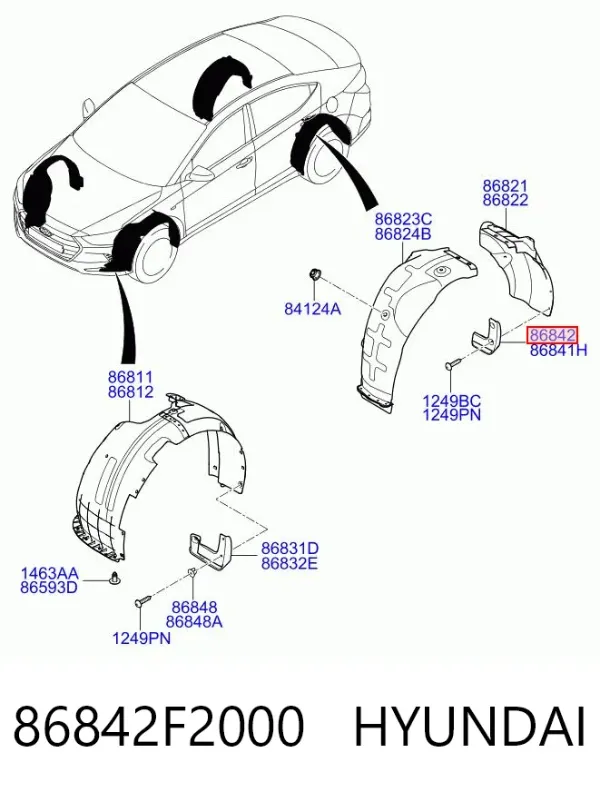 Брызговик задний правый 86842F2000 Hyundai/Kia