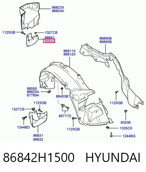 Брызговик задний правый 86842H1500 Hyundai/Kia