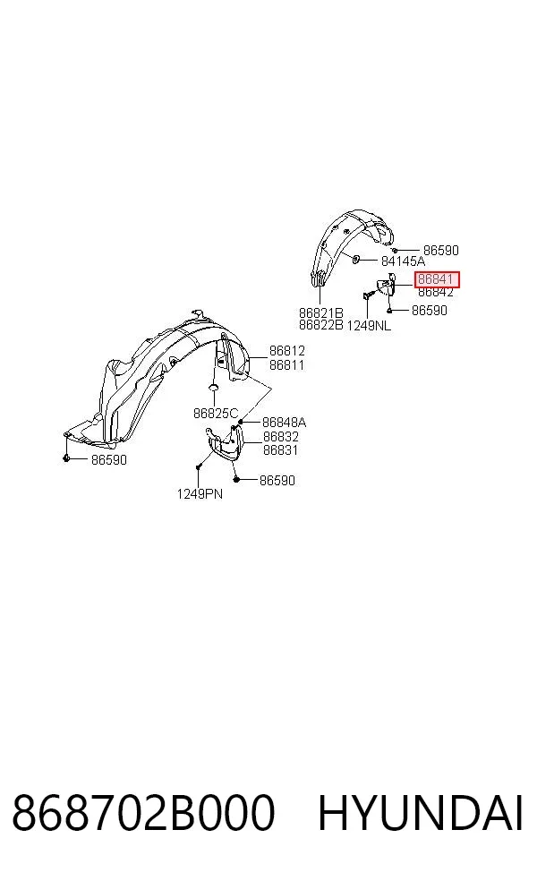 Брызговик задний левый 868702B000 Hyundai/Kia